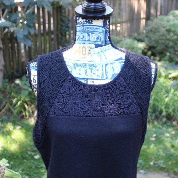 J. Crew Black Lace Detail Sleeveless Peplum Blouse Shell Large - Picture 2 of 7